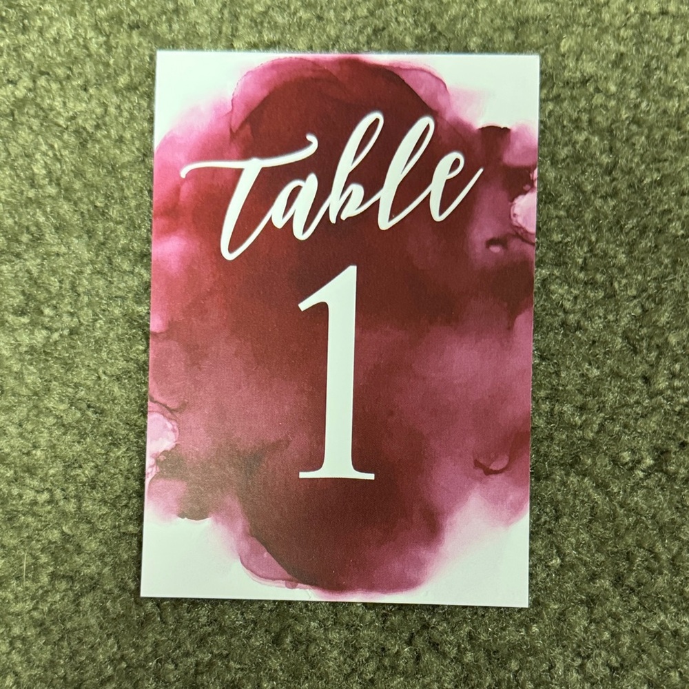 30 NEW! Elegant Burgundy Table Number Card